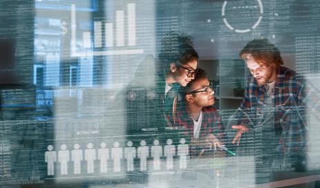 Engity GDPR-compliant CIAM Team checks the GDPR-compliance of CIAM solution by look-ing at screen full of data.