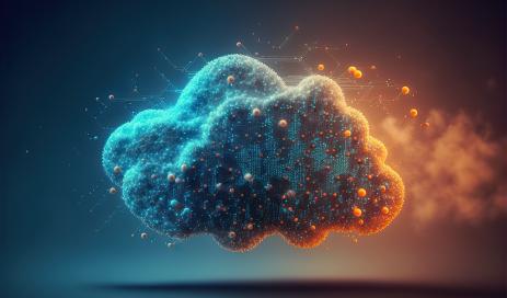 New Q3-2023 Update on EU data protection Data cloud in orange teal to symbolize data protection and cybersecurity.