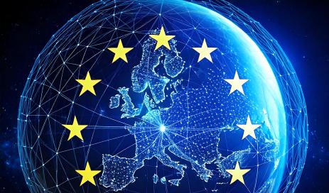 News and updates in cybersecurity and data protection for the third quarter of 2024 A network of data floats over a globe on which the EU flag is projected.