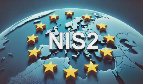 NIS2-Schriftzug in Europaflagge NIS2-Schriftzug in Europaflagge symbolisiert IT-Sicherheit für Europa, z.B. im Authentifizierungsbereich