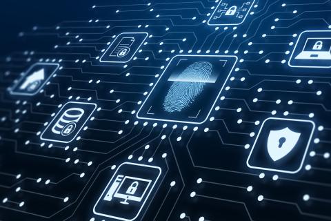 Authentication and Authorization standard for Engity's IAM solution is represented by icons on an electronic circuit board.