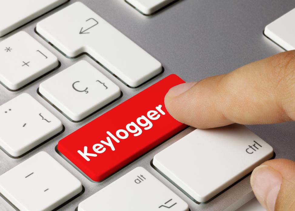 Record computer activities with a keylogger With a keylogger, keyboard strokes can be recorded, which is why the word keylogger is written in white letters on the red right shift key of a keyboard.